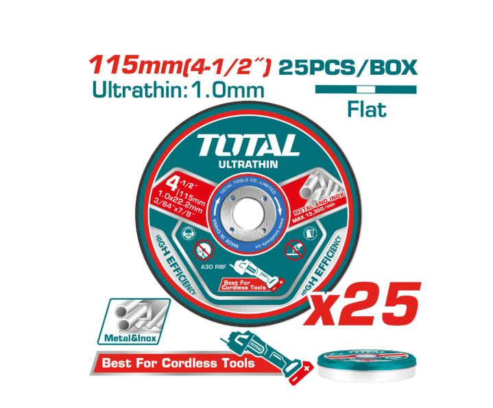 4.5″X3/64″X7/8″25PCS Ultra-Thin metal cutting disc set Accessory