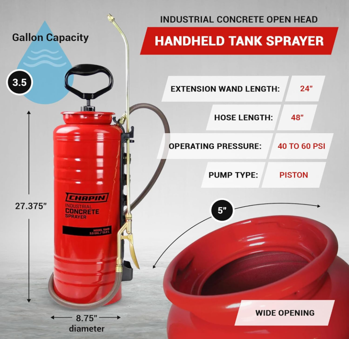 Chapin 1949 3.5-GALLON/13.2L INDUSTRIAL CONCRETE OPEN HEAD SPRAYER