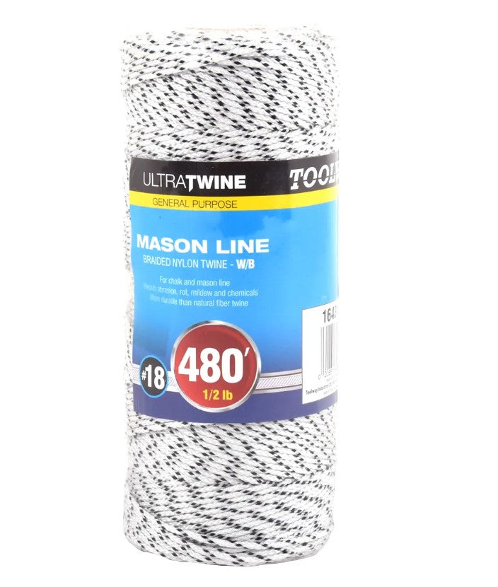 Braided Nylon Mason Line #18 1/2lb 480ft White/Black