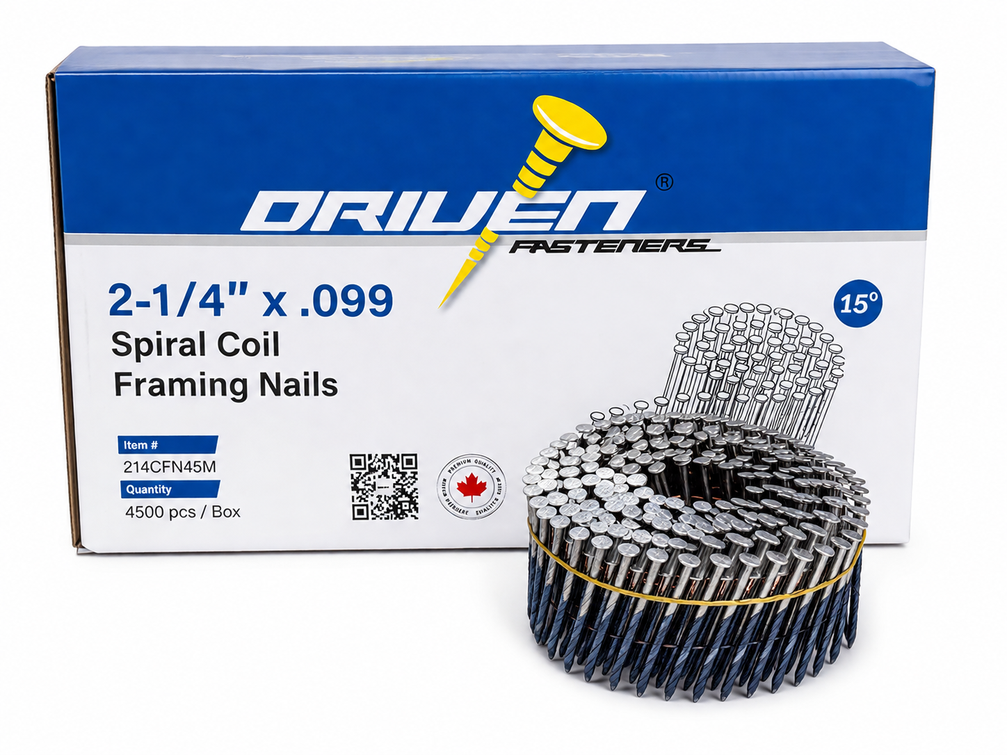 2-1/4 in. x .099in  Hot-Dip Galvanized Spiral Coil Framing Nails (4500-Box)