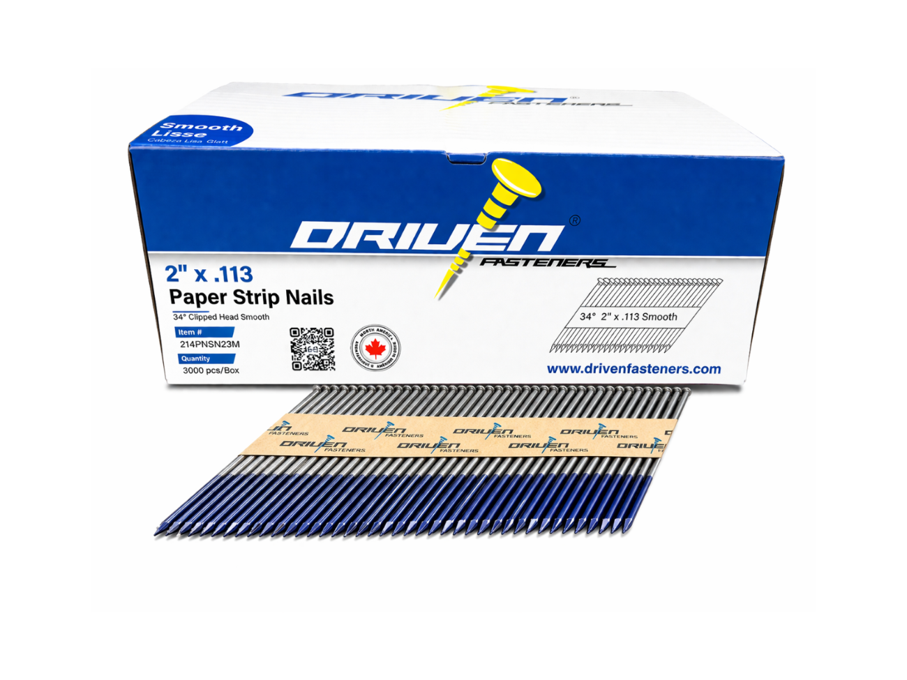 2" x .113"- 34-Degree Smooth Paper Strip Nails - (5000/box)
