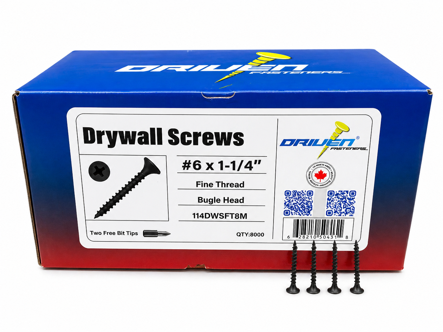 6 x 1-1/4 in. Fine Thread Drywall Screws - Bugle Head - (8,000 Per Box)