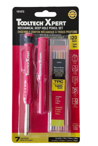 8PC Mechanical Deep Hole Pencil Set 6in (152mm) with 7-Leads